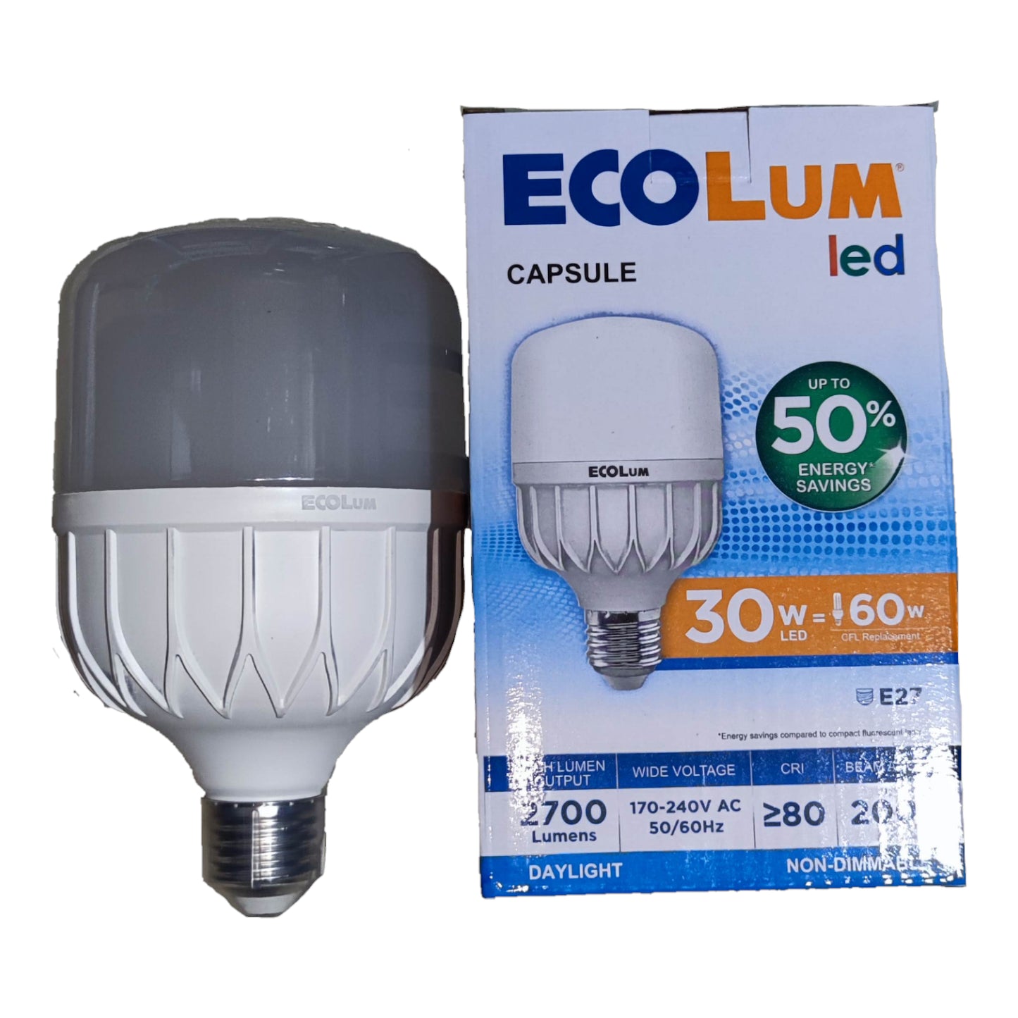 Ecolum 30W LED Bulb Capsule E27 220V 6500K Daylight CHC2030DL