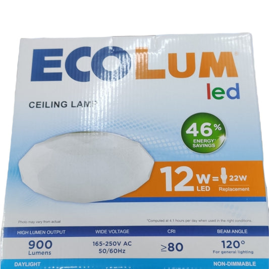 Ecolum 12W LED Ceiling Lamp Daylight 6500K 220V CCL312DL Electx Electrical Supply