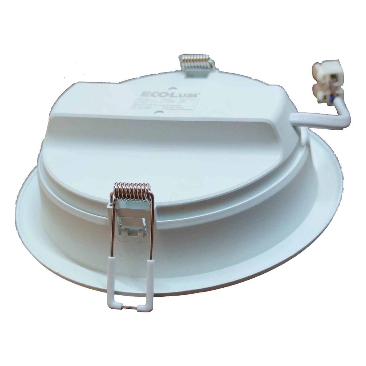 White light fixture with visible branding on a white background