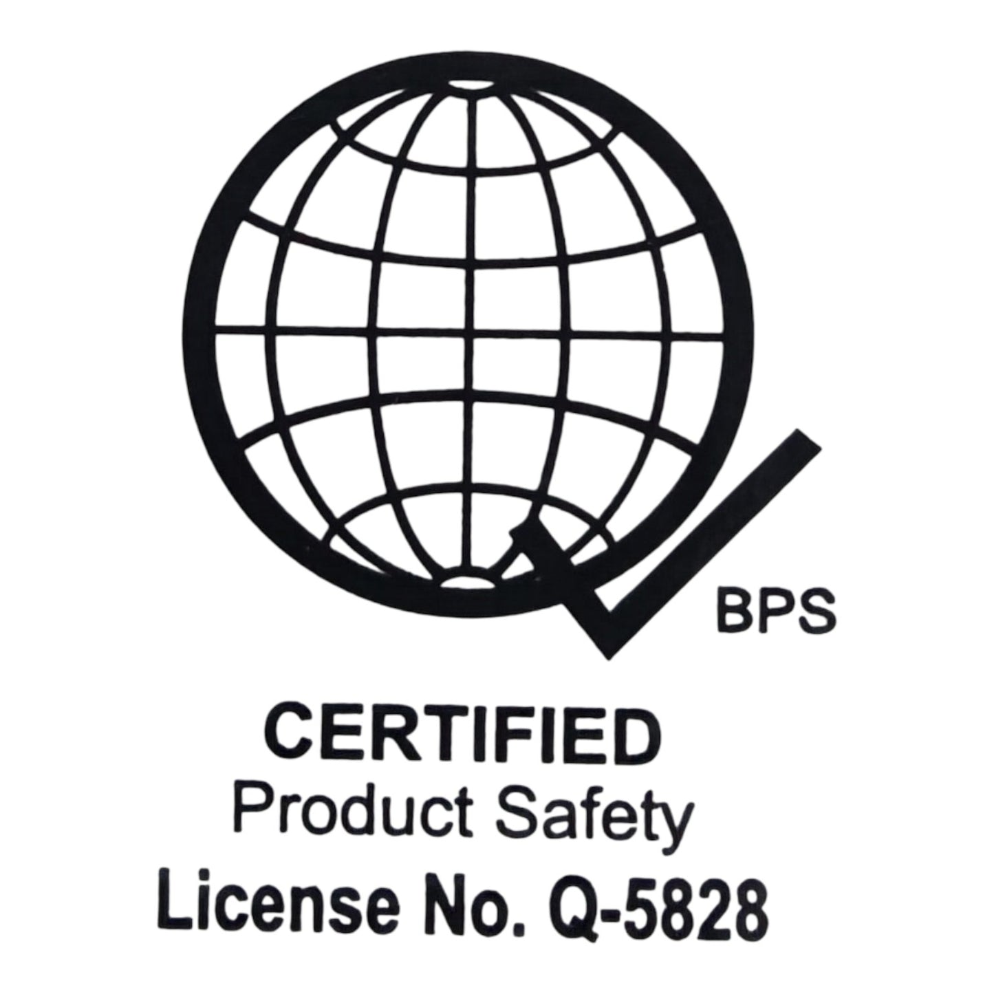 Certified Product Safety logo with a globe and text on a white background