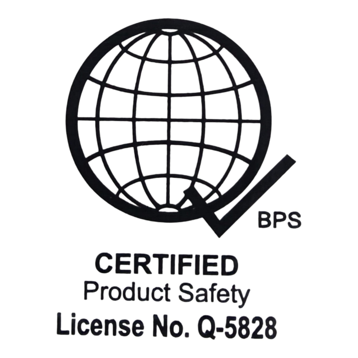 Certified Product Safety logo with a globe and text on a white background