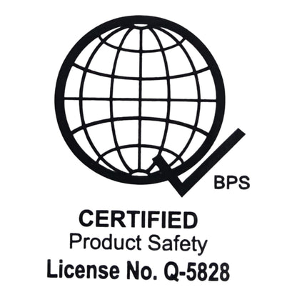 Certified Product Safety logo with a globe and text on a white background