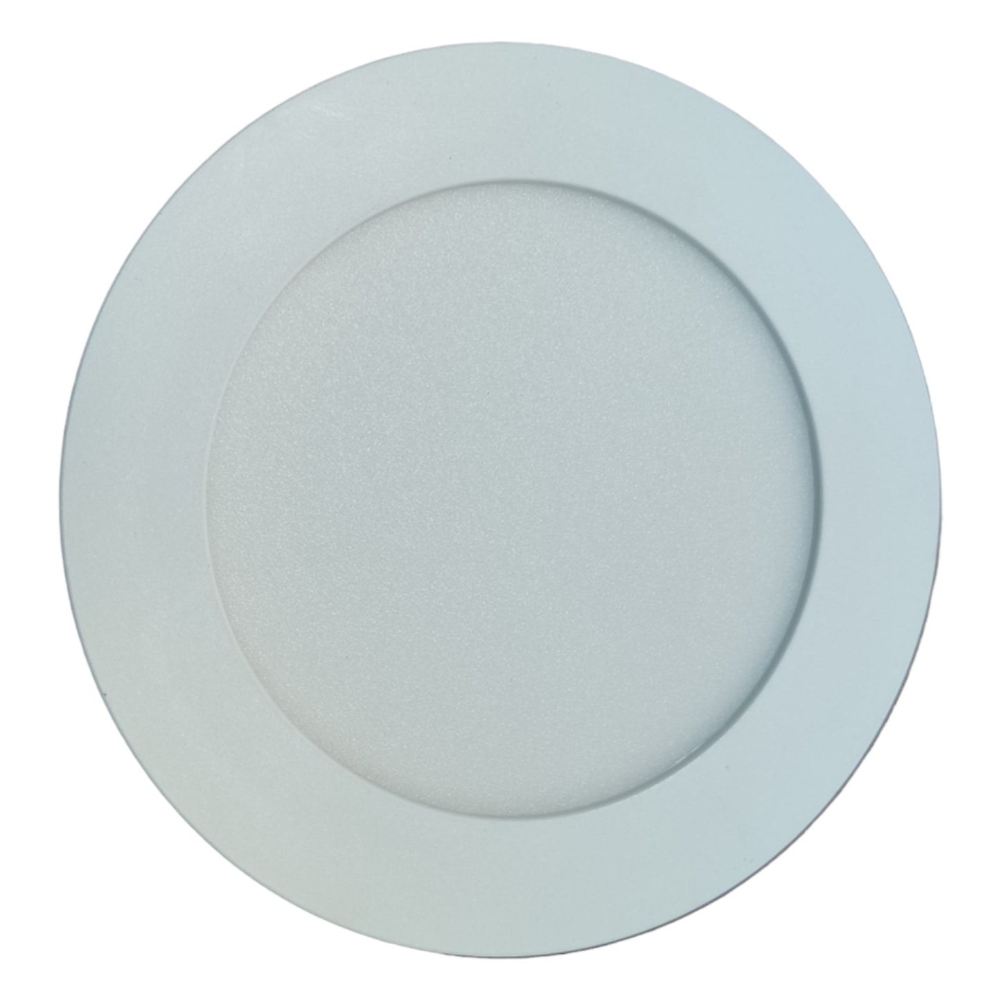 Round white LED panel light on a white background