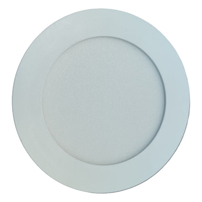 Round white LED panel light on a white background