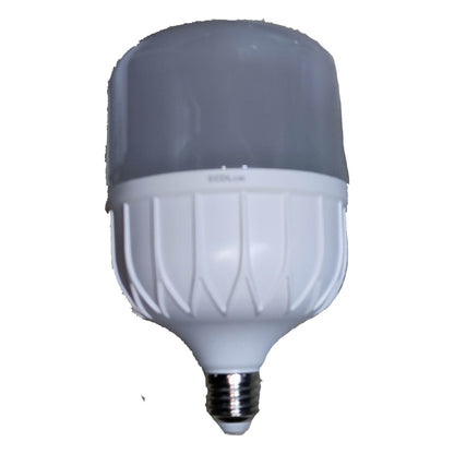 LED light bulb with a gray top on a white background