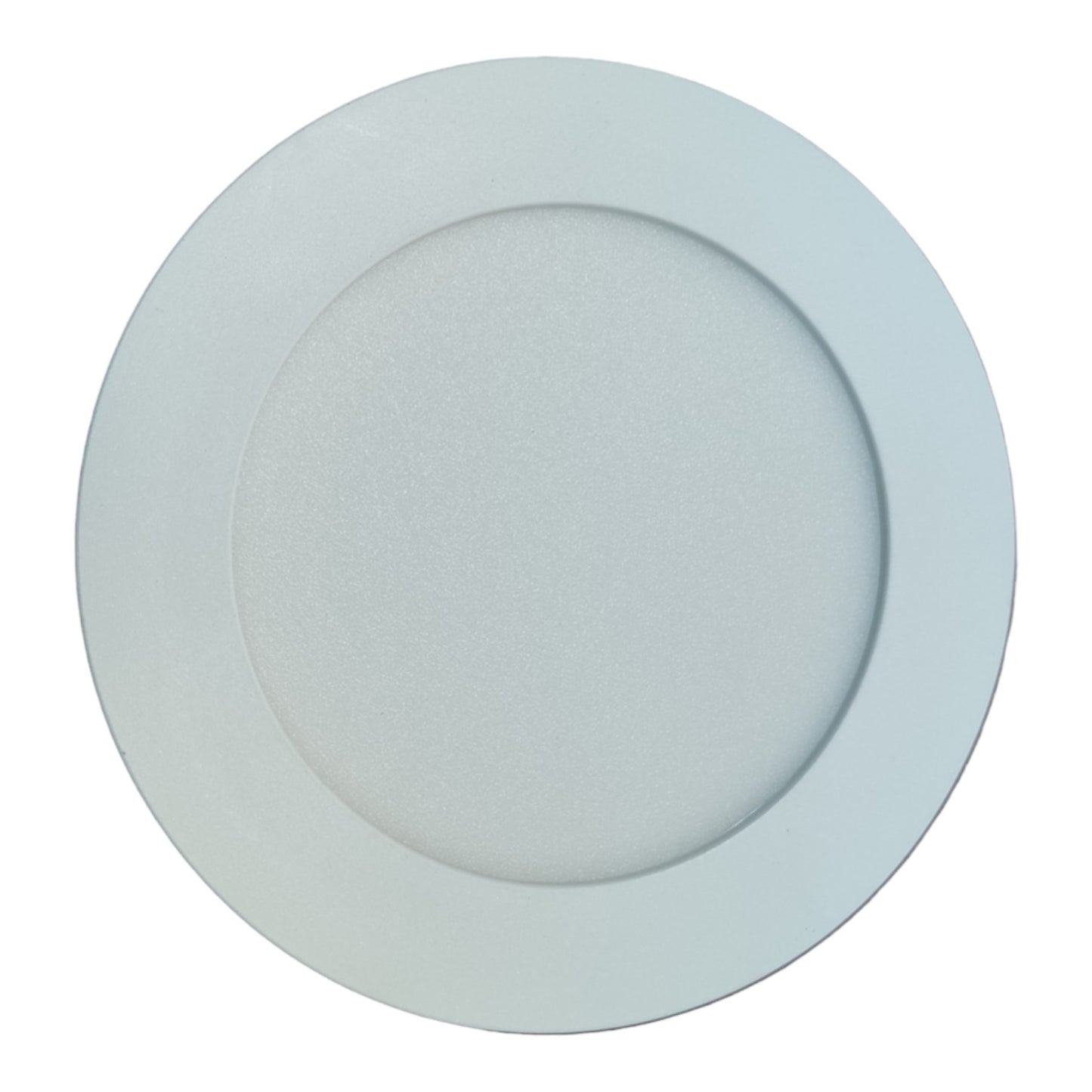 Round white LED panel light on a white background