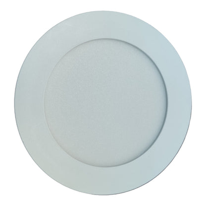 Round white LED panel light on a white background
