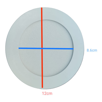 Circular object with measurements on a white background