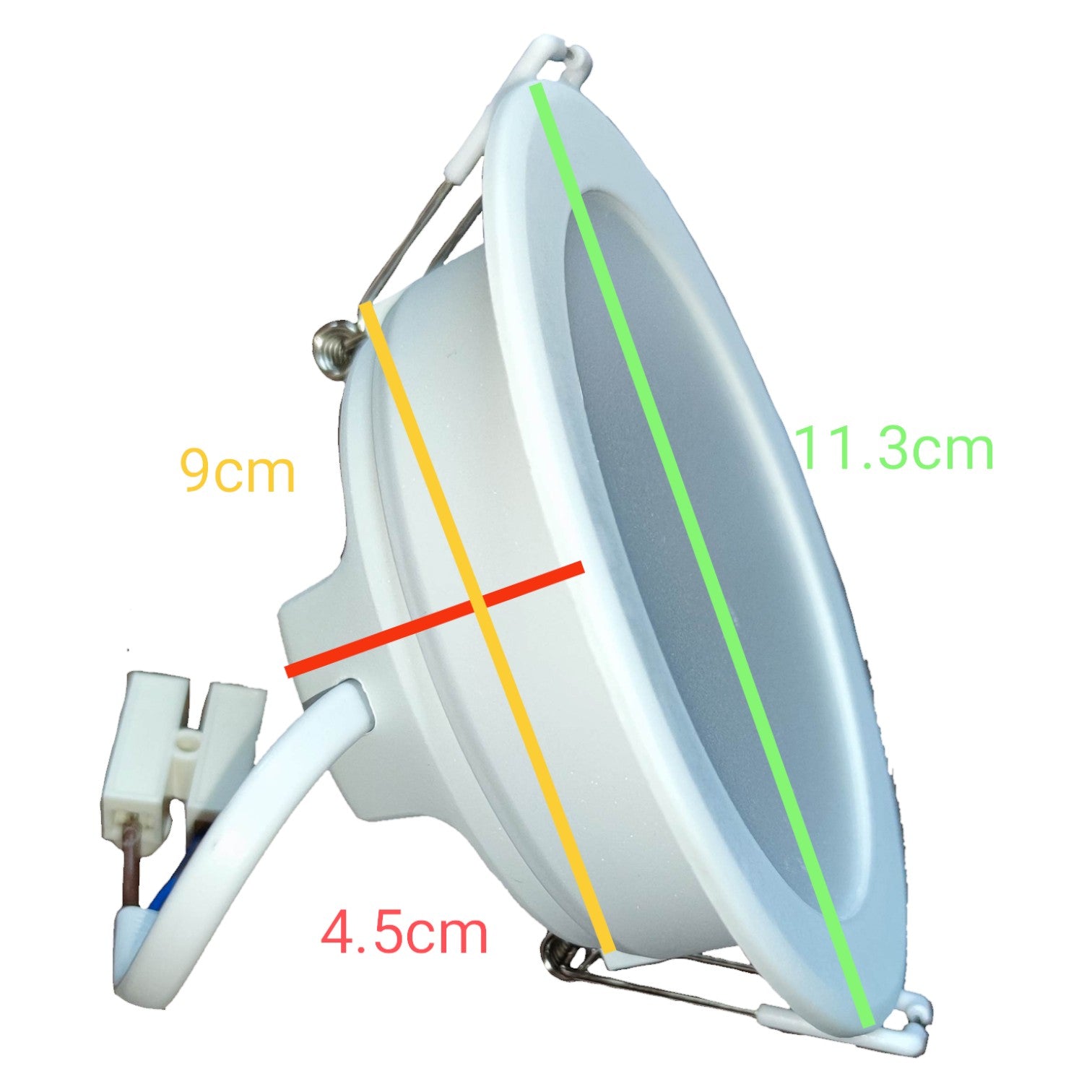 Measurement chart of a satellite dish with labeled dimensions on a white background