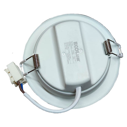 LED downlight with visible branding on a white background