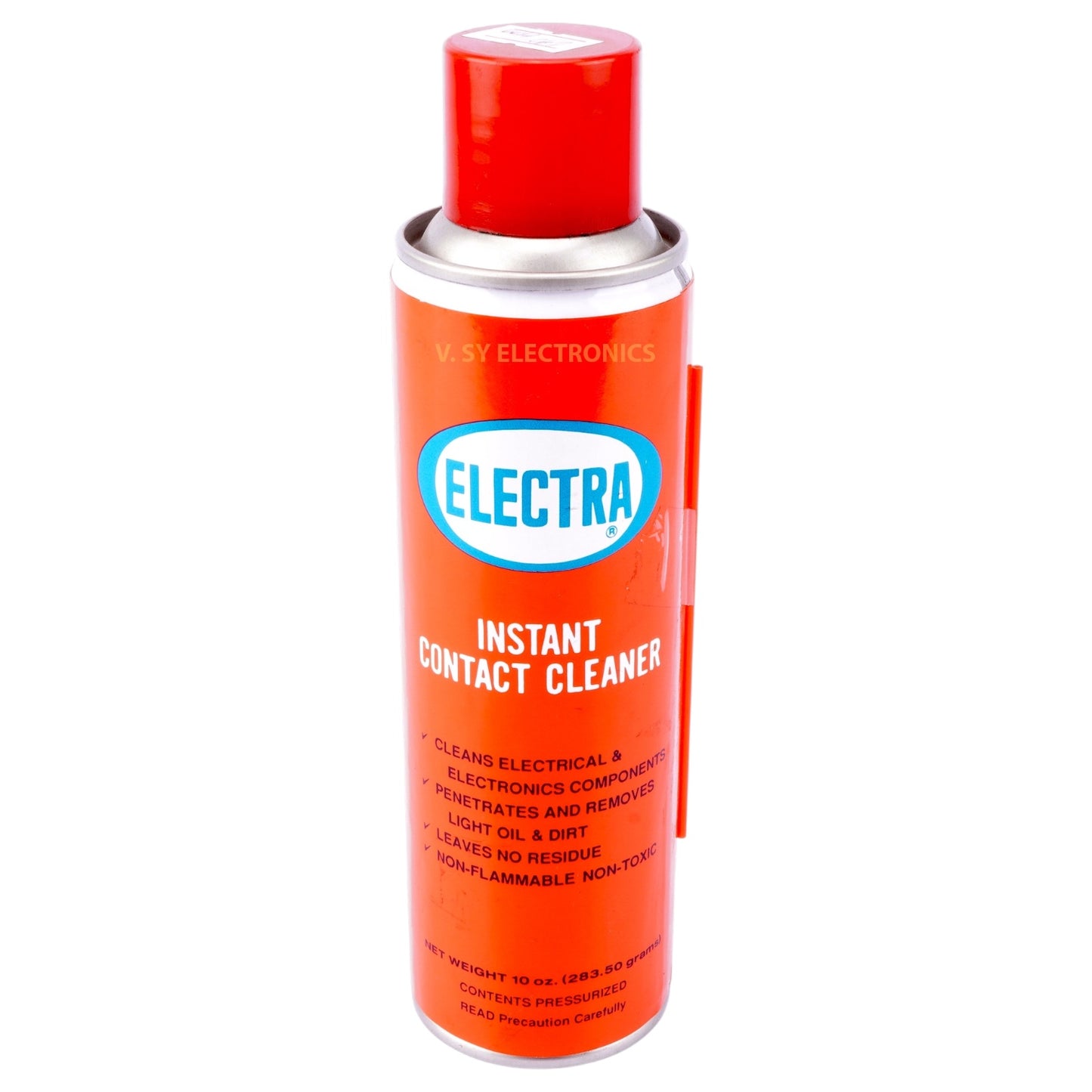 Electra Instant Contact Cleaner in a red aerosol can with a red cap, shown on a plain white background.