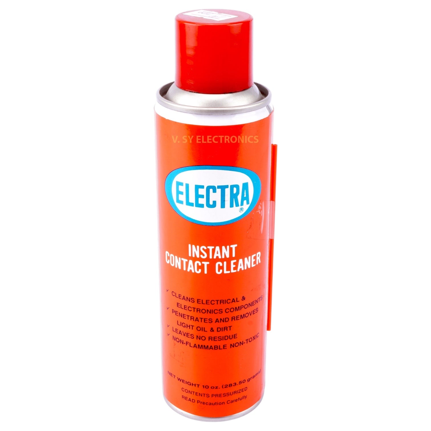 Electra Instant Contact Cleaner in a red aerosol can with a red cap, shown on a plain white background.