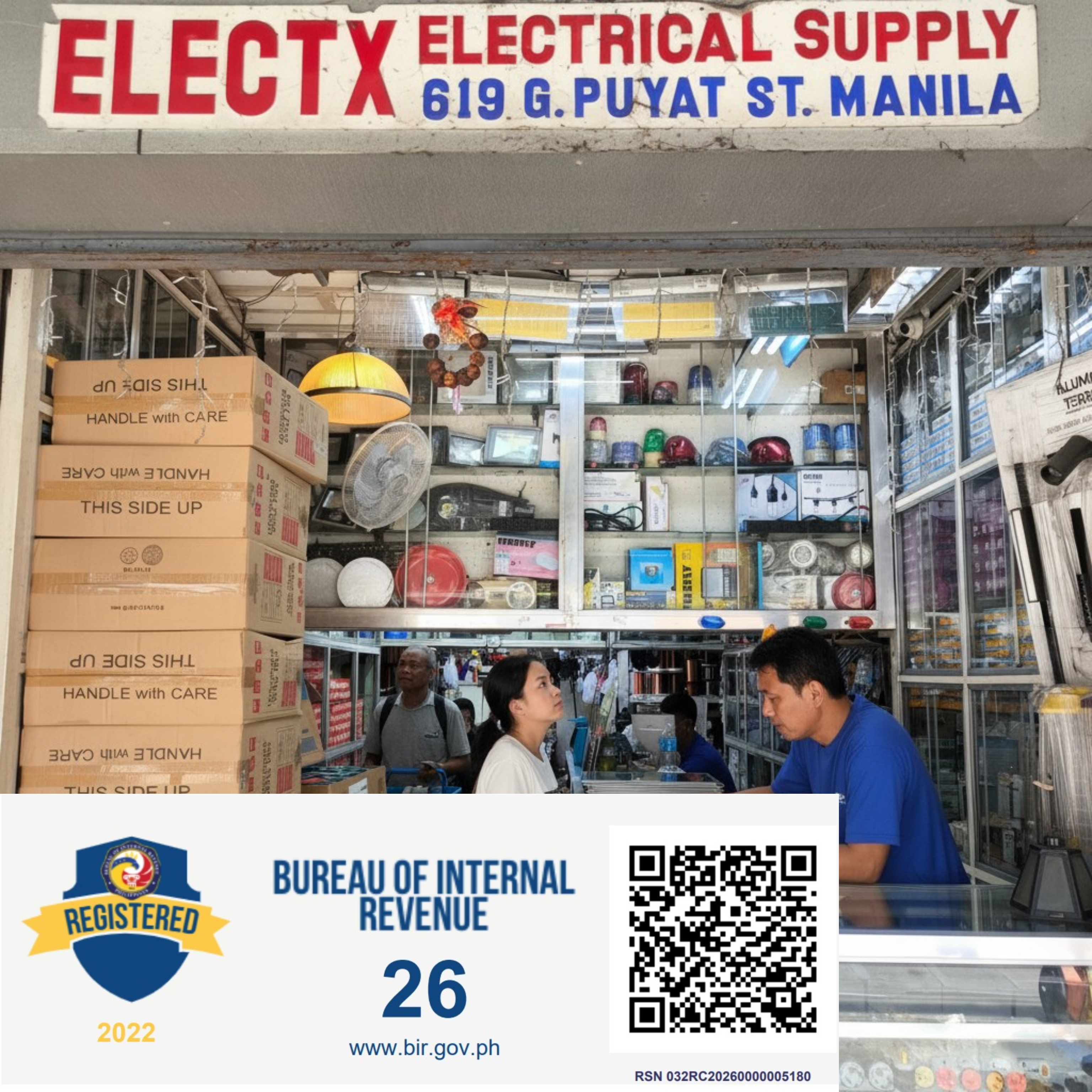 Electx Electrical Store Front with BIR Badge