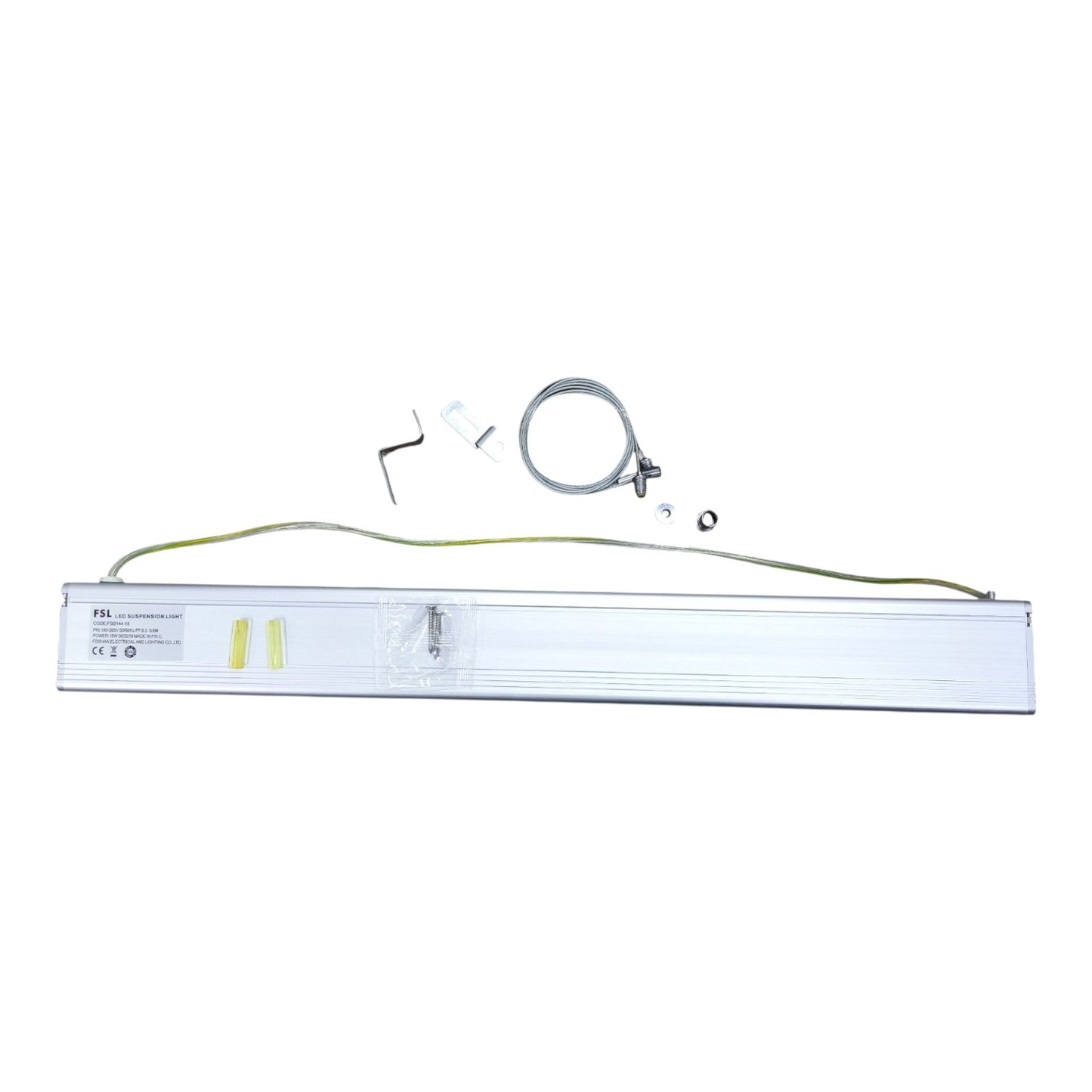 FSL 18W LED Linear Suspension Light 220V Cool White 4000K 1300 Lm Aluminum IP20 120 Beam Angle SSPL3C-18 600mm x 70mm x 70mm Pendant Mounting Electx Electrical Supply