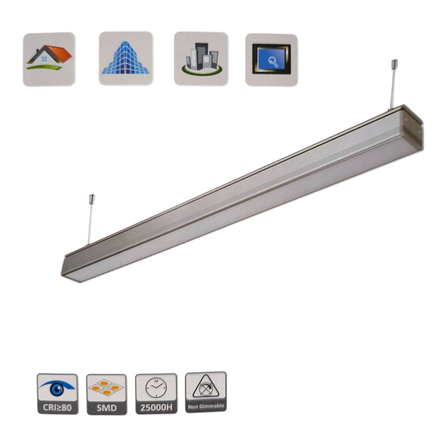FSL 18W LED Linear Suspension Light 220V Daylight 6500K 1350 Lm Aluminum IP20 120 Beam Angle SSPL3C-18 600mm x 70mm x 70mm Pendant Mounting Electx Electrical Supply