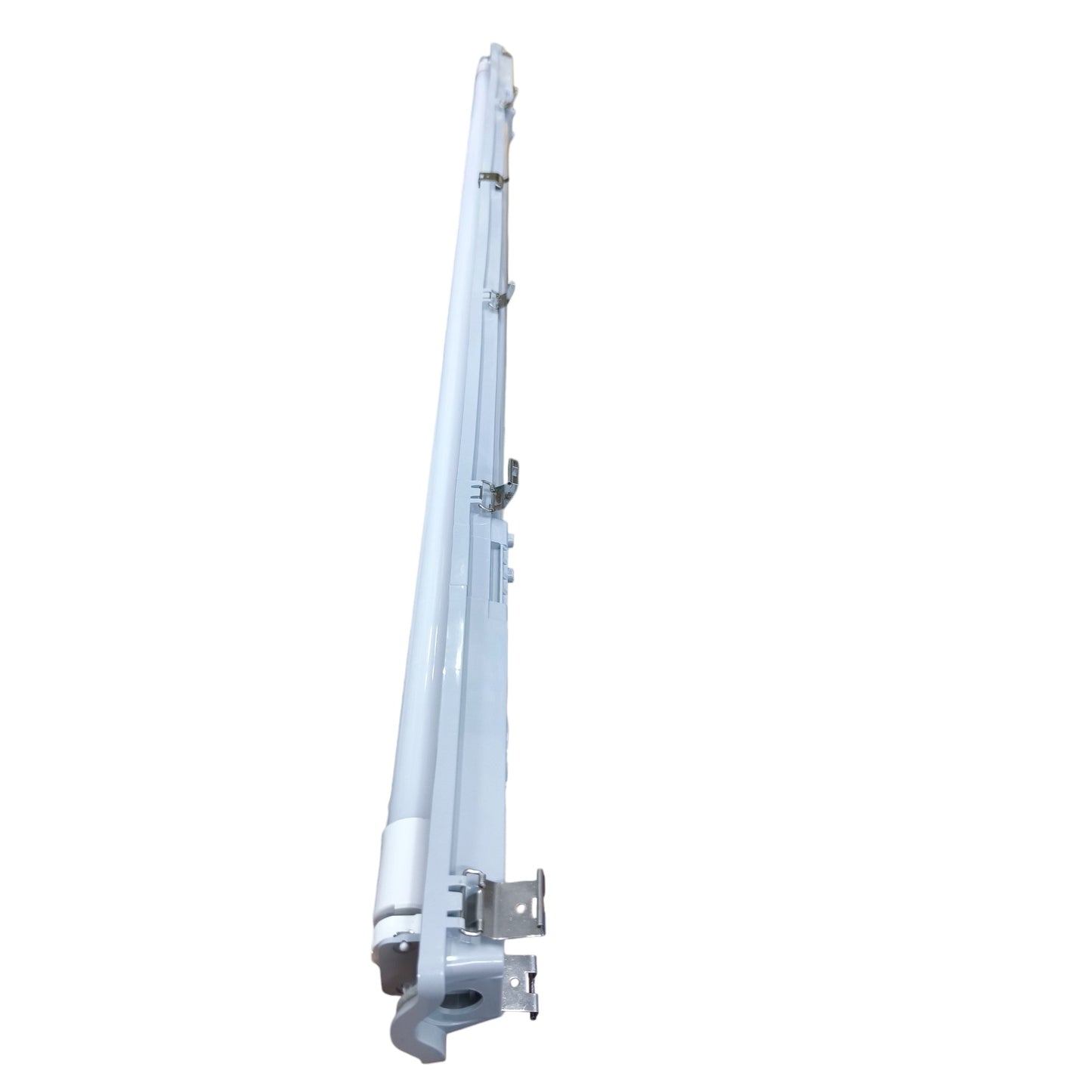 White metal rod with brackets on a white background