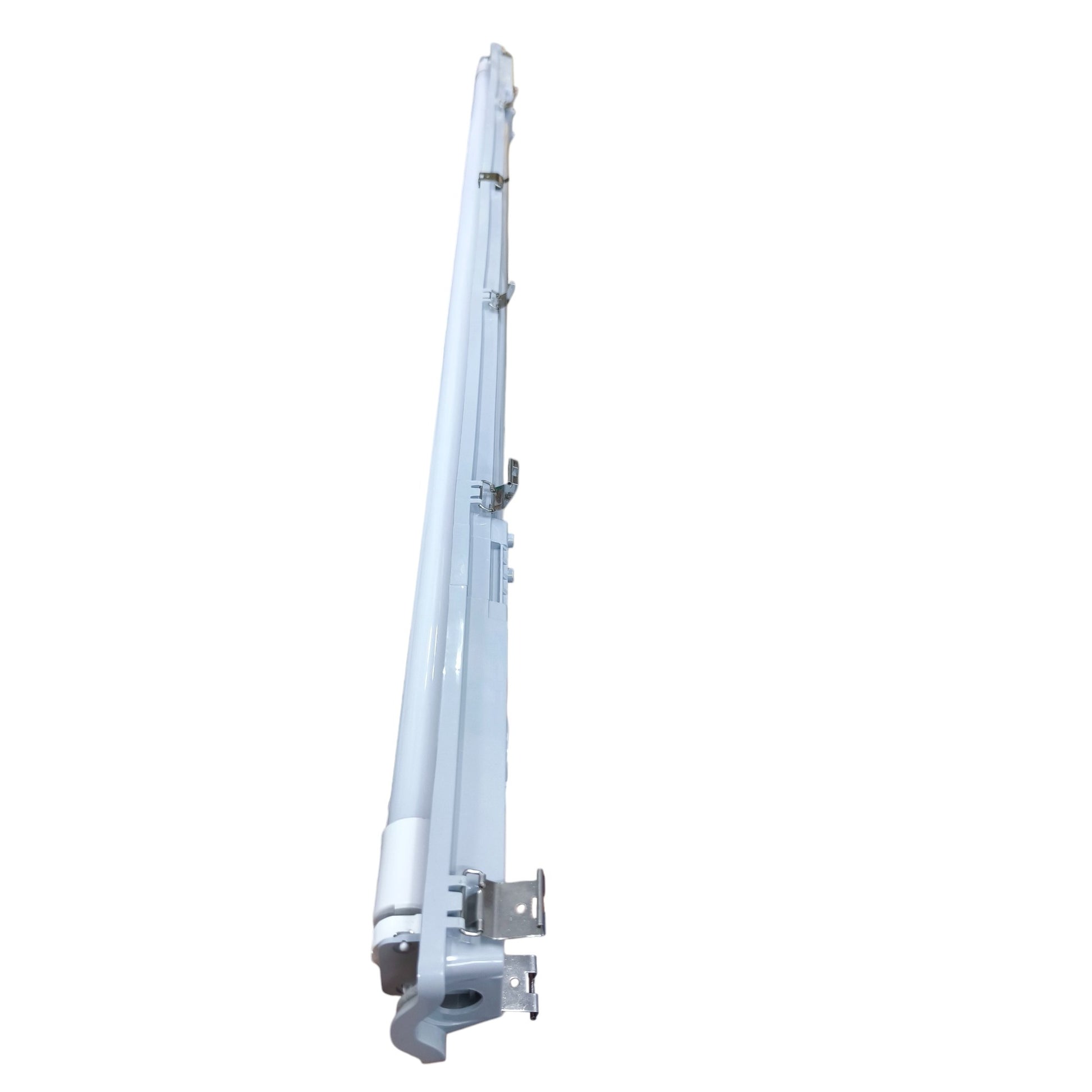 White metal rod with brackets on a white background