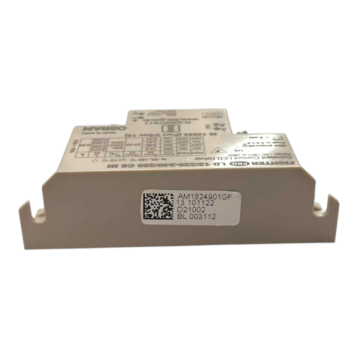 A Siemens industrial drive module, model S1 3 101122, with a white label showing part numbers and a QR code, photographed on a white background.