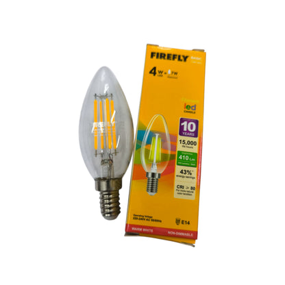 Firefly 4W LED Bulb Candle Filament Type E14 3000K Warm White 220V EBC904WW