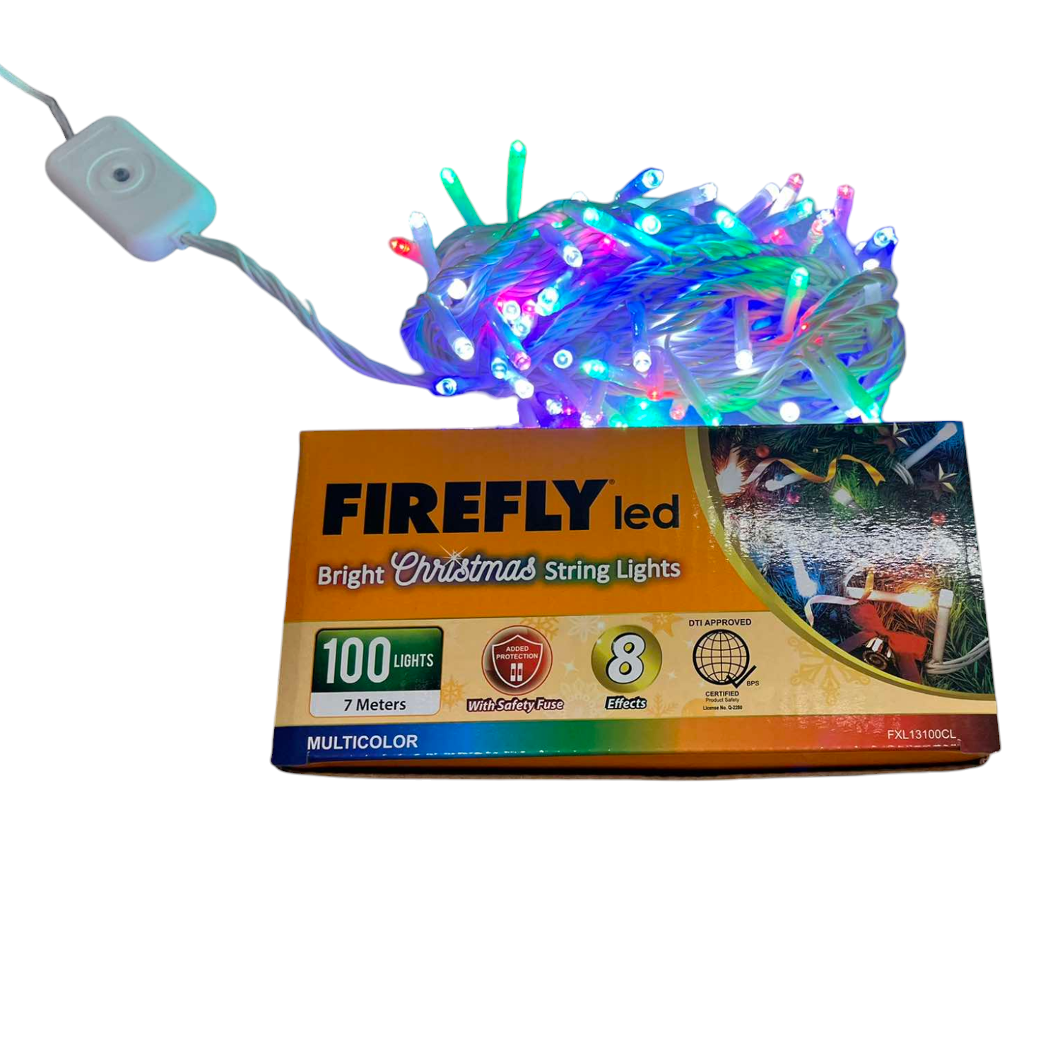 Firefly 100 LED Bulb Christmas Light Multi Color 7 Meters 7W  220V Indoor Max of 20 Connection White Wire 8 Effects FXL13100CL Electx Electrical Supply
