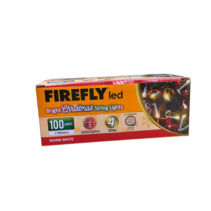 Firefly 100 LED Bulb Christmas Light Warm White 3000K 7 Meters 7W  220V Indoor Max of 20 Connection White Wire 4 Effects Steady, Running, Blinking, Alternating FXL13100WW Electx Electrical Supply 1