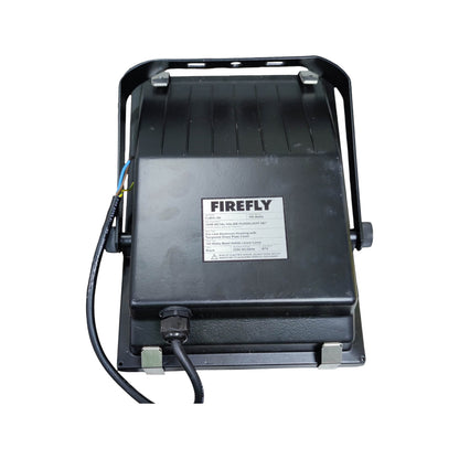 Black flood light with 'Firefly' branding on a white background