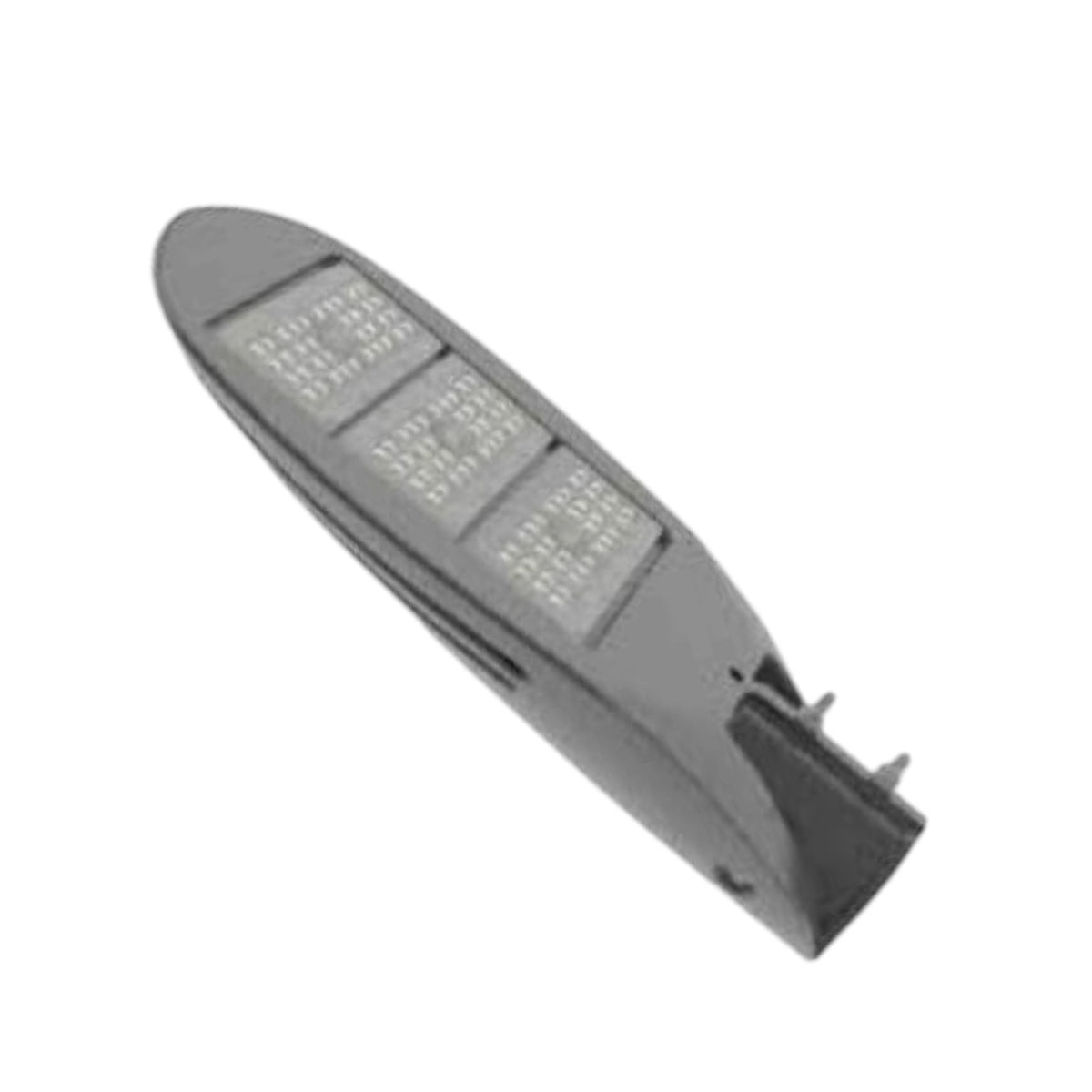 A gray plastic replacement light bar cover for a street light, featuring three rectangular LED light panels, shown on a plain white background.
