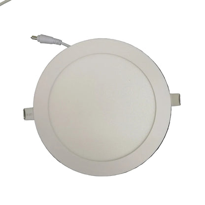 Round LED panel light with cable on a white background