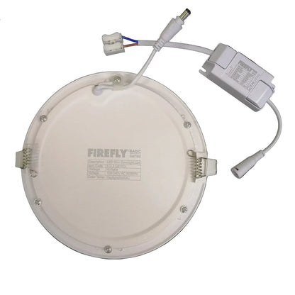 Firefly LED downlight with wiring on a white background
