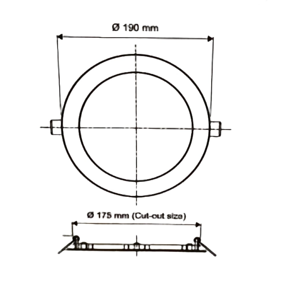 Firefly 15W LED Round Recessed Slim Downlight 1275 Lumens Warm White 3000K 220V Dia 190mm Cut out 175mm EDL212615WW