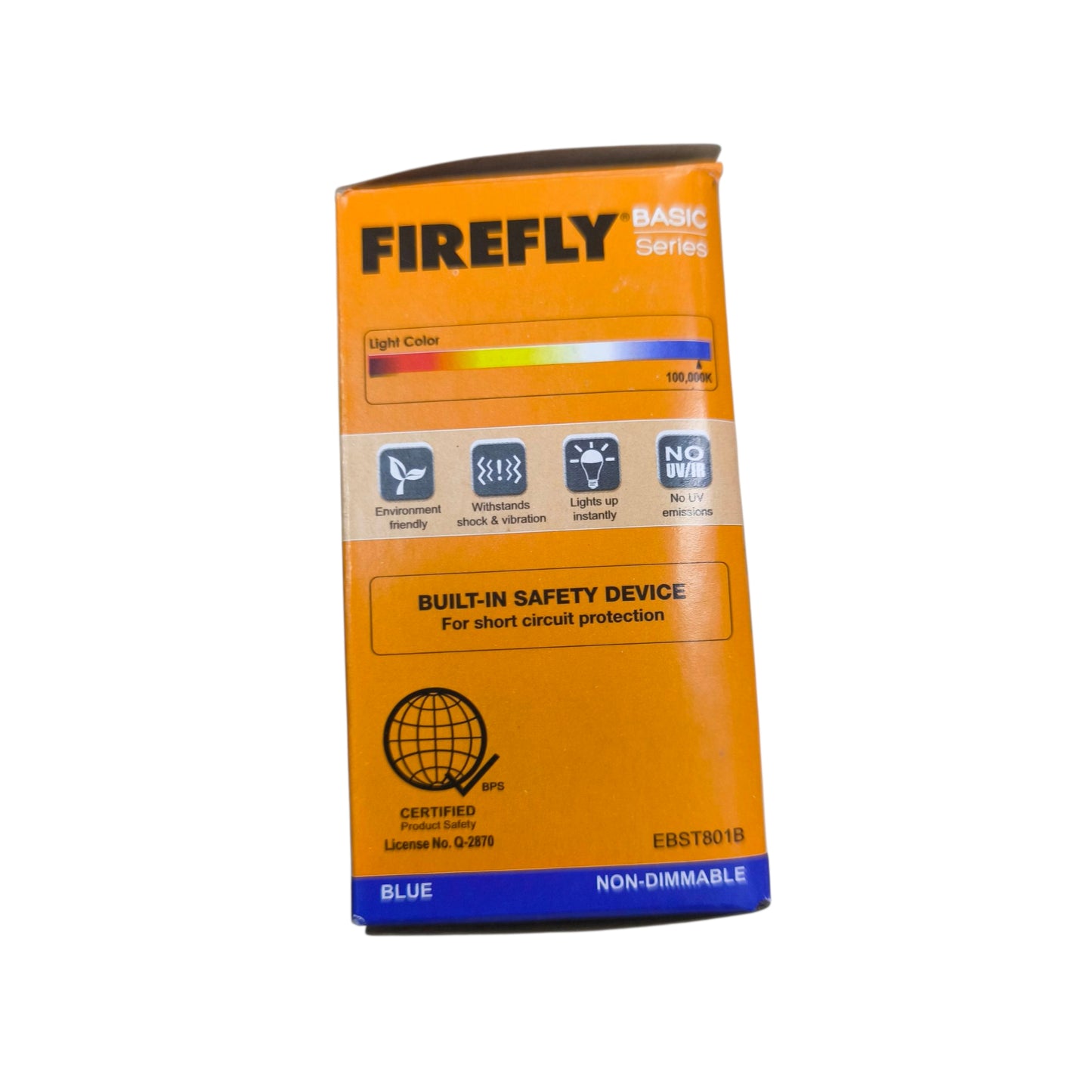Firefly light bulb packaging on a white background