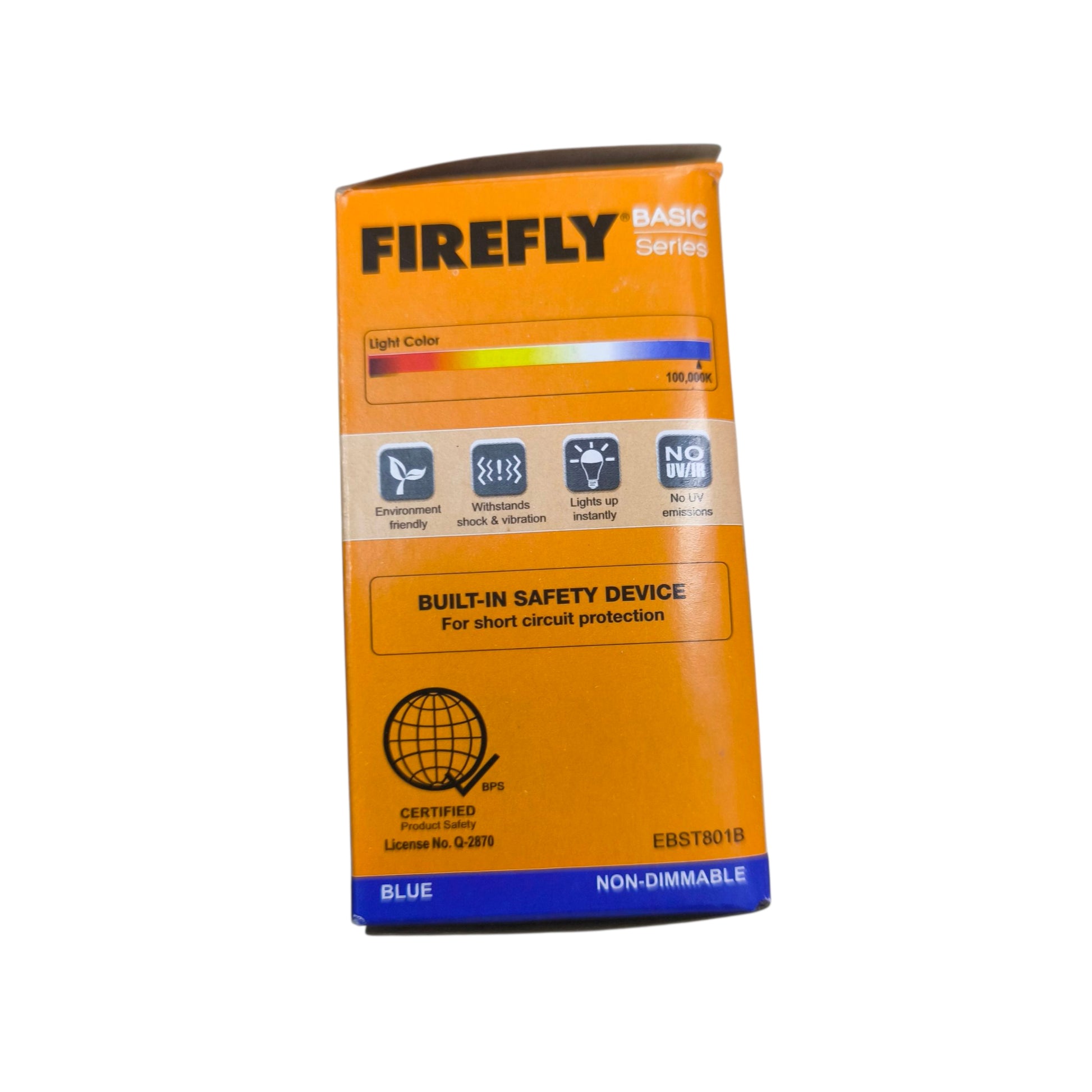 Firefly light bulb packaging on a white background