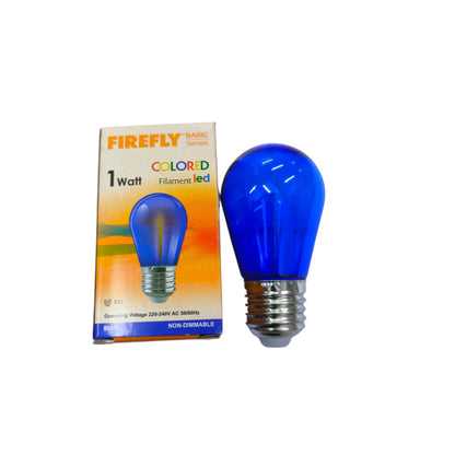 Blue light bulb with packaging labeled 'Firefly' on a white background