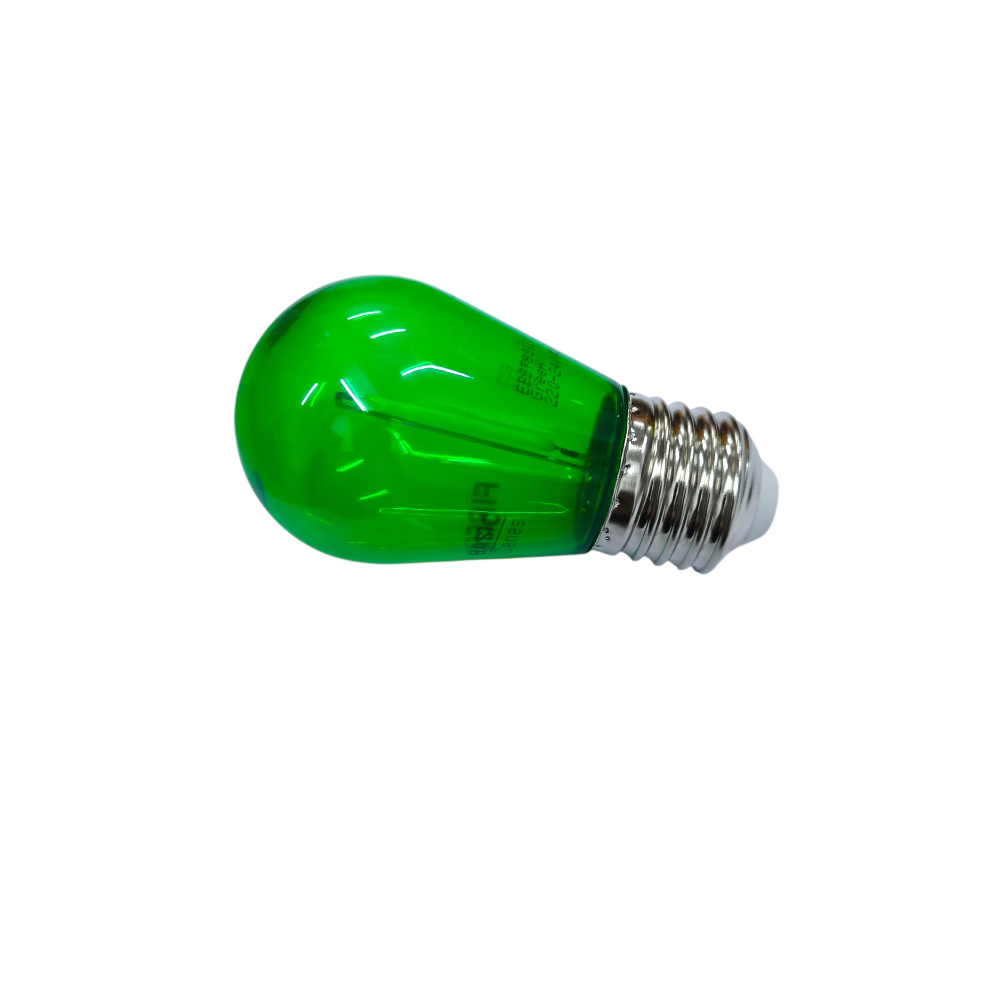 Green light bulb on a white background