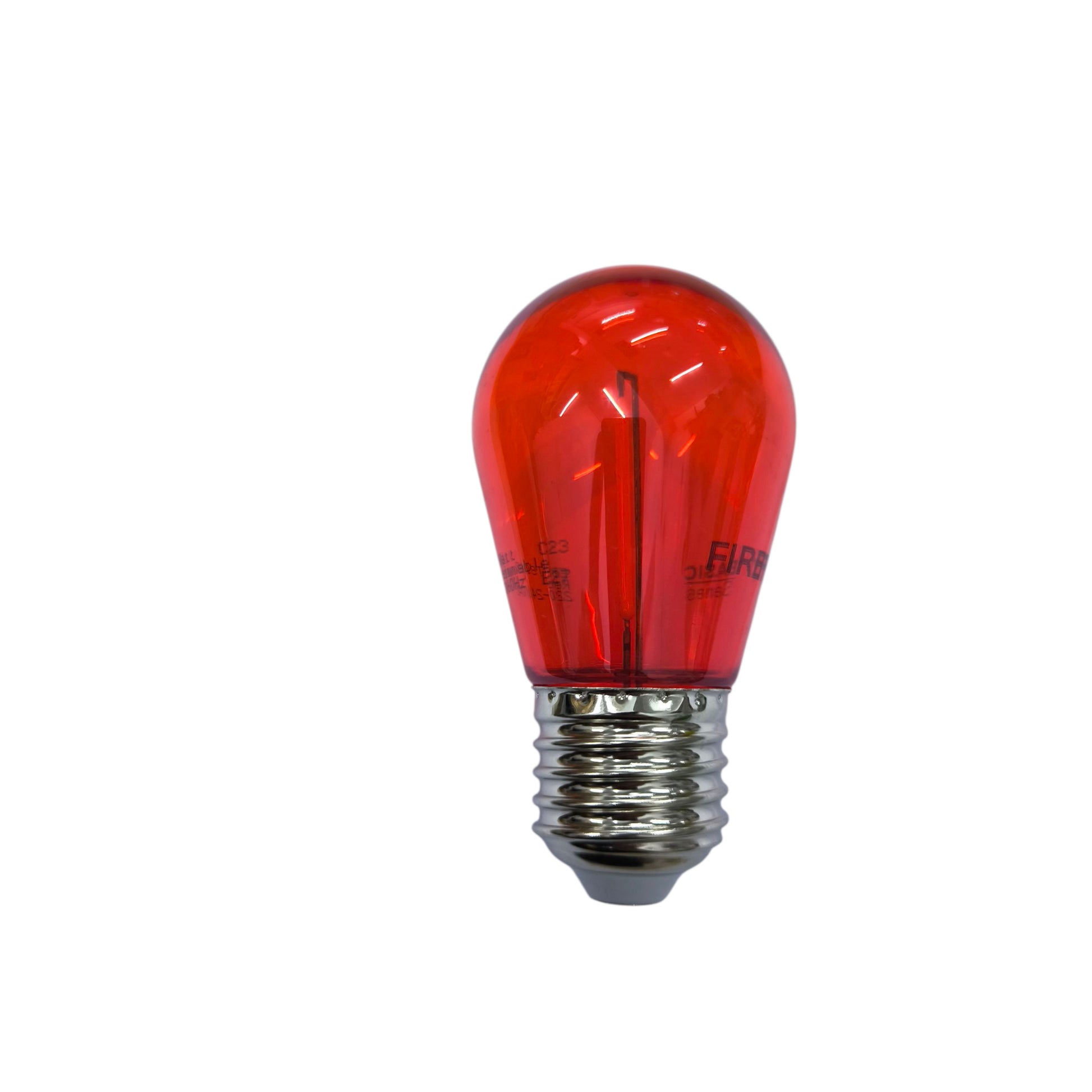 Red light bulb on a white background