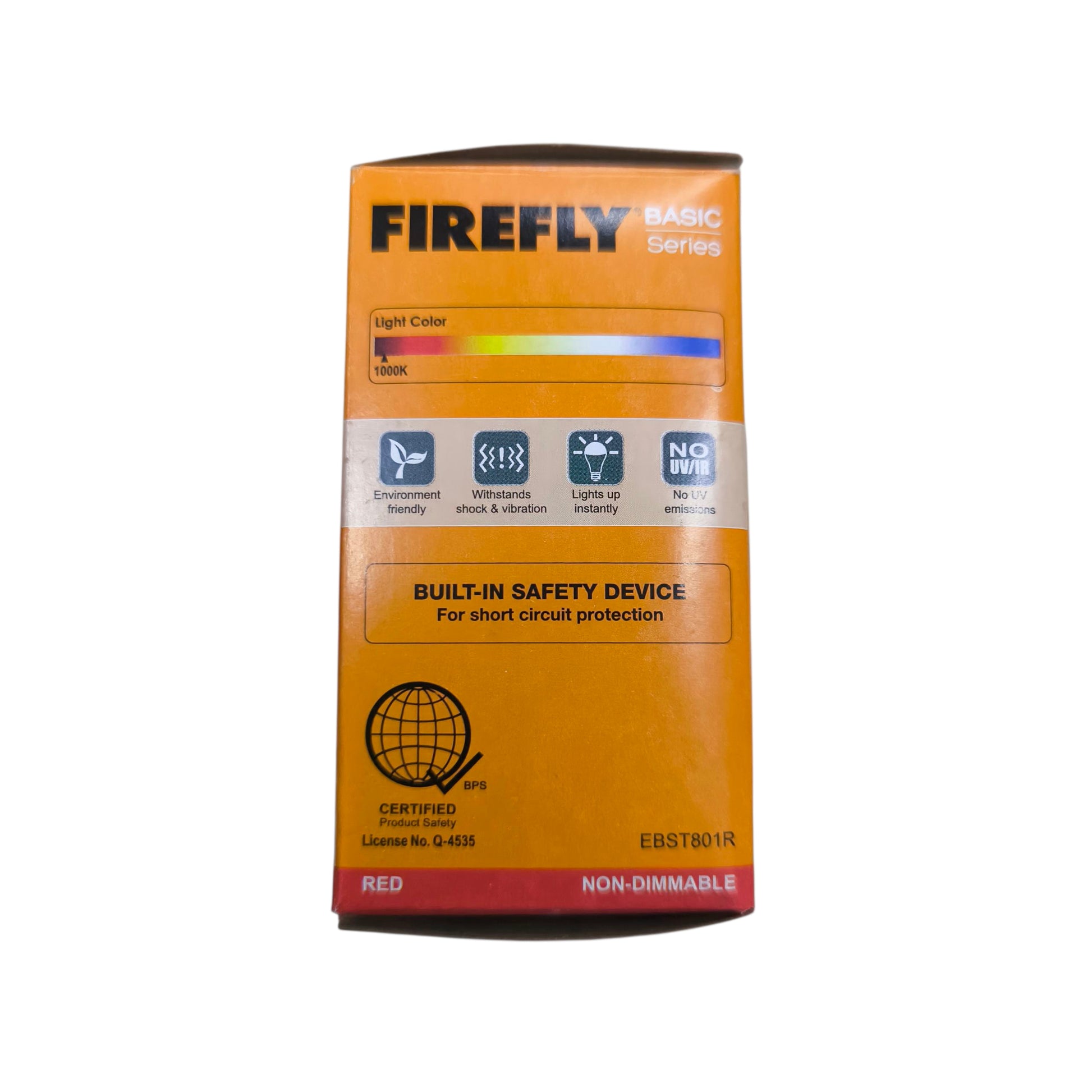 Firefly light bulb packaging on a white background