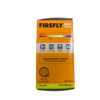 Firefly light bulb packaging on a white background