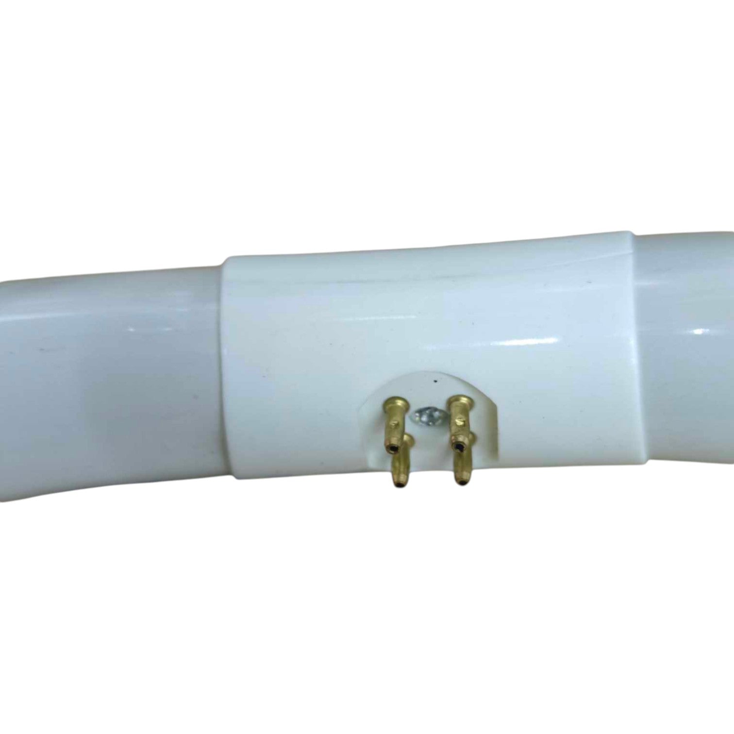 Close-up of a fluorescent light bulb on a white background