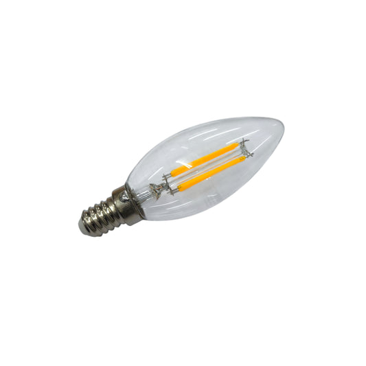 Clear LED light bulb with visible filaments on a white background Firefly 4W LED Bulb Candle Filament Type E14 3000K Warm White 220V EBC904WW Electx Electrical Supply