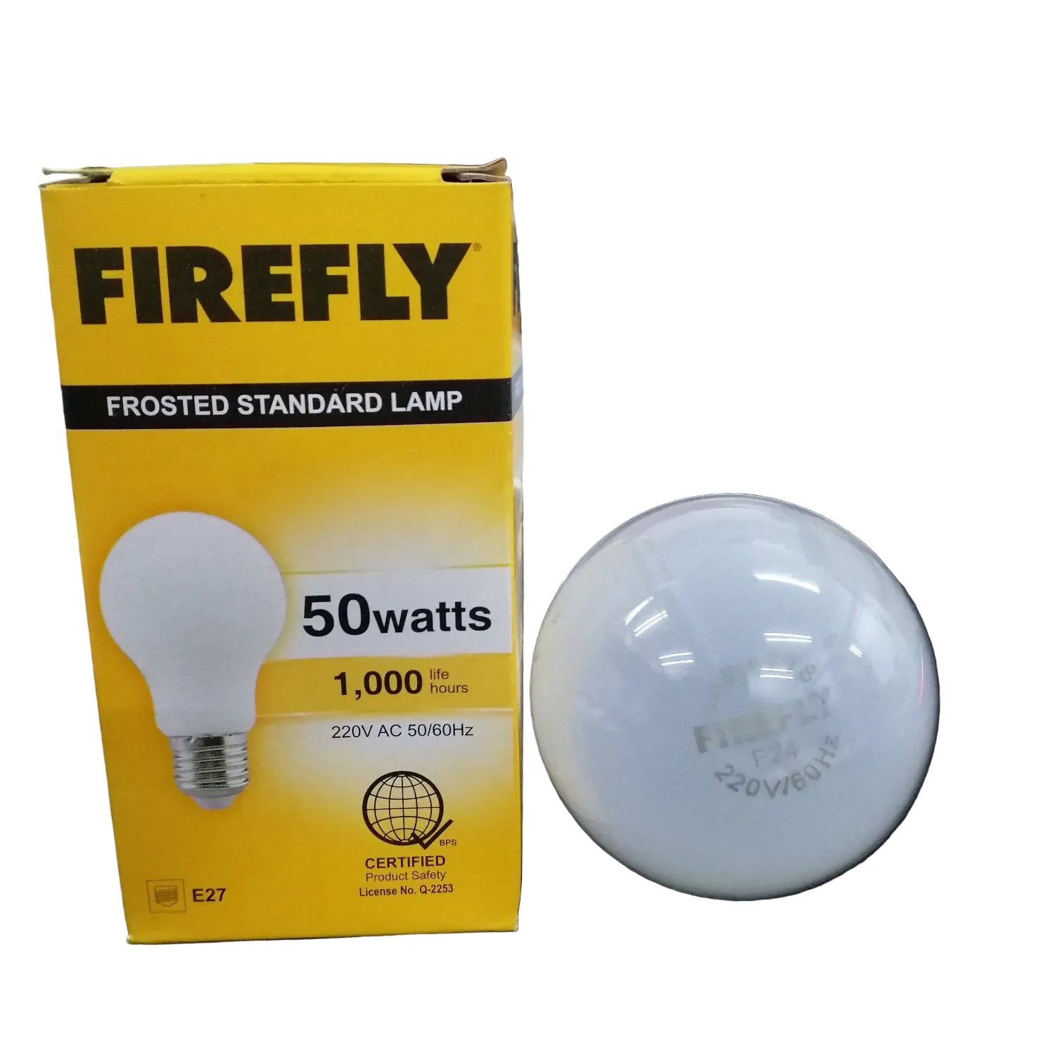 Firefly 50W Incandescent Bulb Warm White 220V E27 Frosted Standard Lamp FINS50/F Electx
