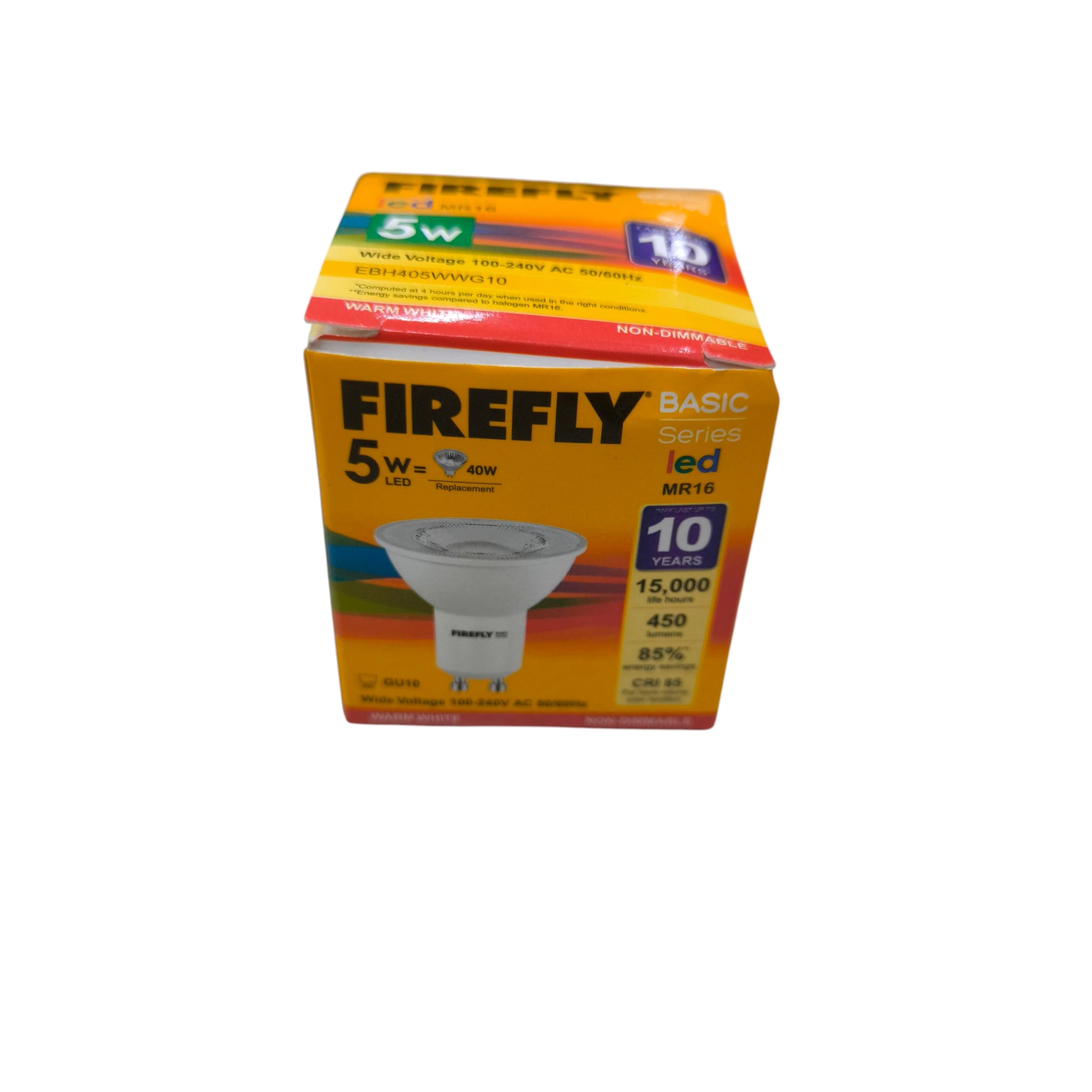 Firefly LED bulb packaging on a white background