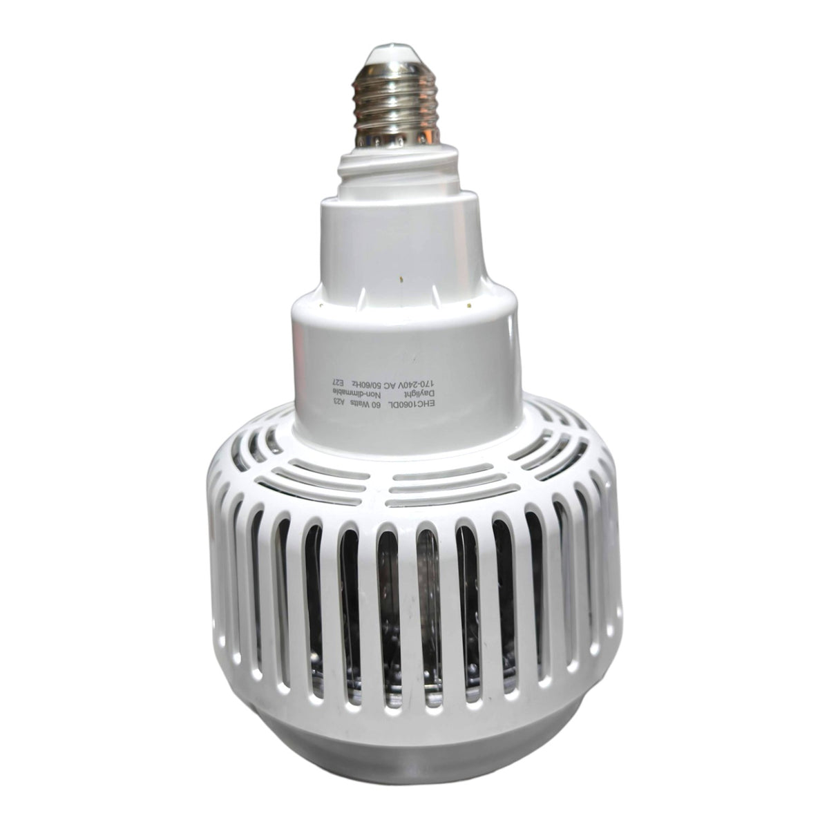 A white high-bay LED light bulb with a ribbed cylindrical body and a standard E14 screw base, shown against a plain white background.