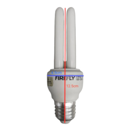 Compact fluorescent light bulb with 'Firefly' branding on a white  Firefly 7W Daylight 6500K CFL E27 220V 2U XEU22-7WDL Electx Electrical Supplybackground