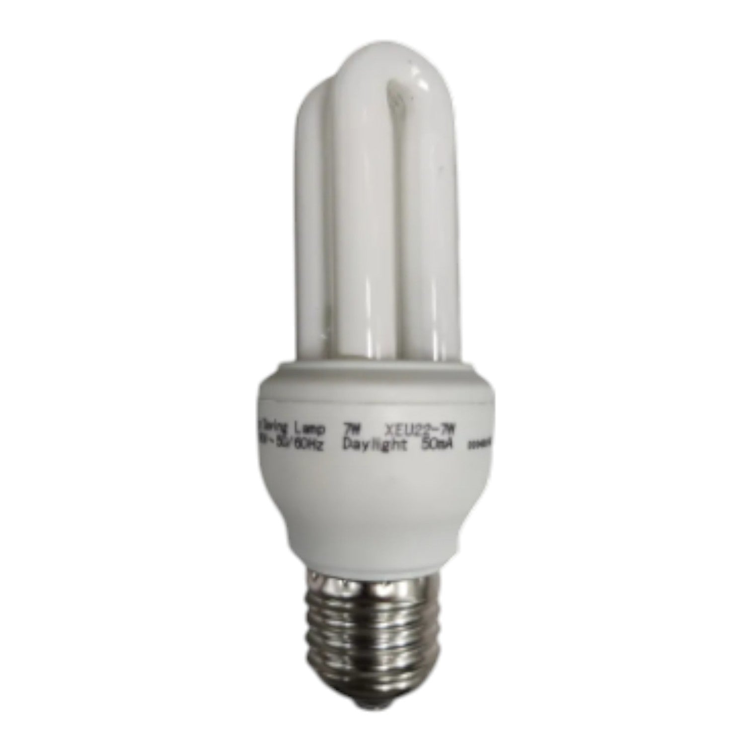 Compact fluorescent light bulb on a white background Firefly 7W Daylight 6500K CFL E27 220V 2U XEU22-7WDL Electx Electrical Supply