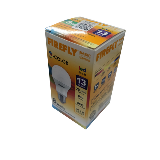 Firefly 8W LED Bulb E27 220V EBF8608TC Tri Color with On-Off Switching Warm White 3000K Cool White 4000K and Daylight 6500K