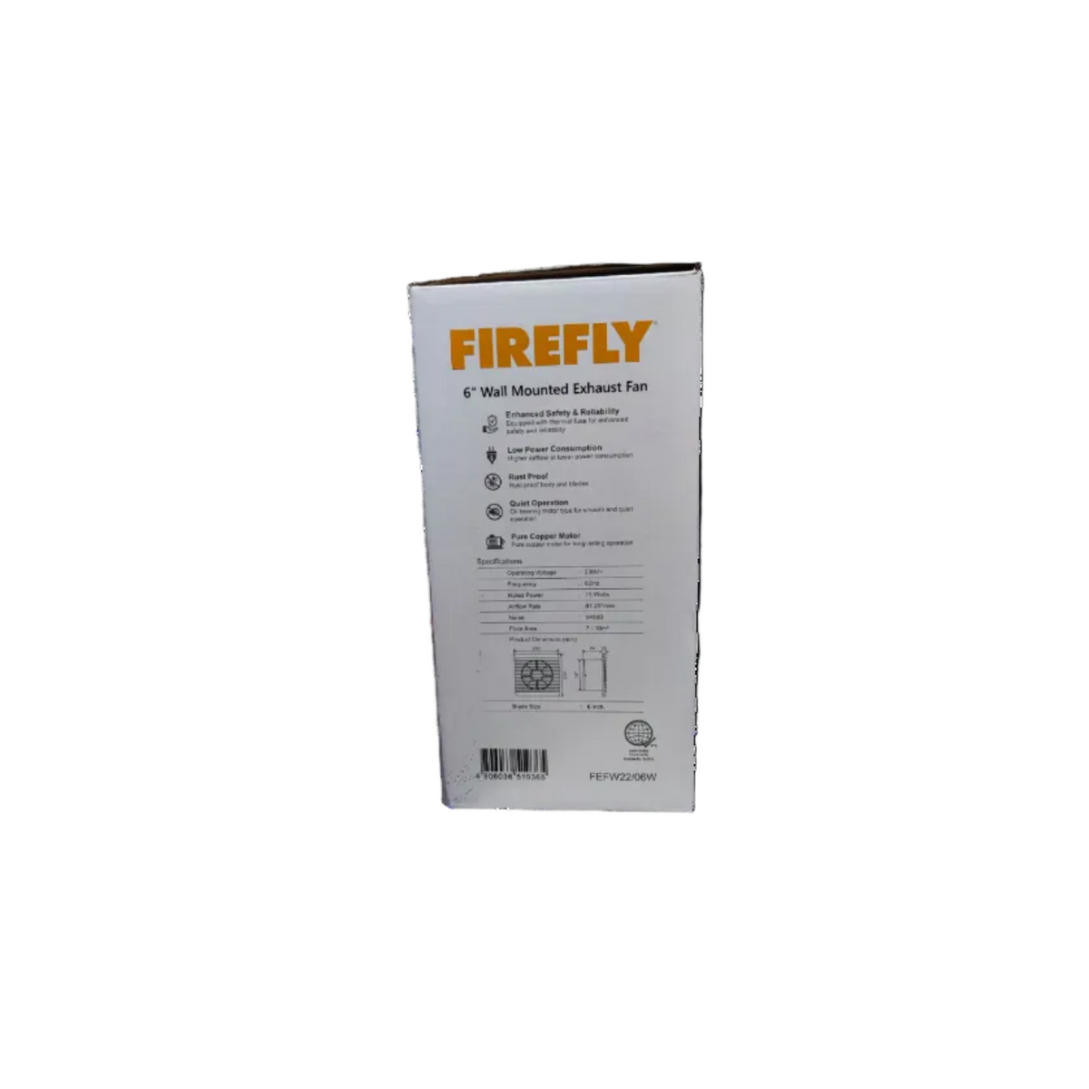 Firefly Exhaust Fan 6" 220V Wall Type with Shutter, Exhaust Fan 6 Inches 220V FEFW22/06W