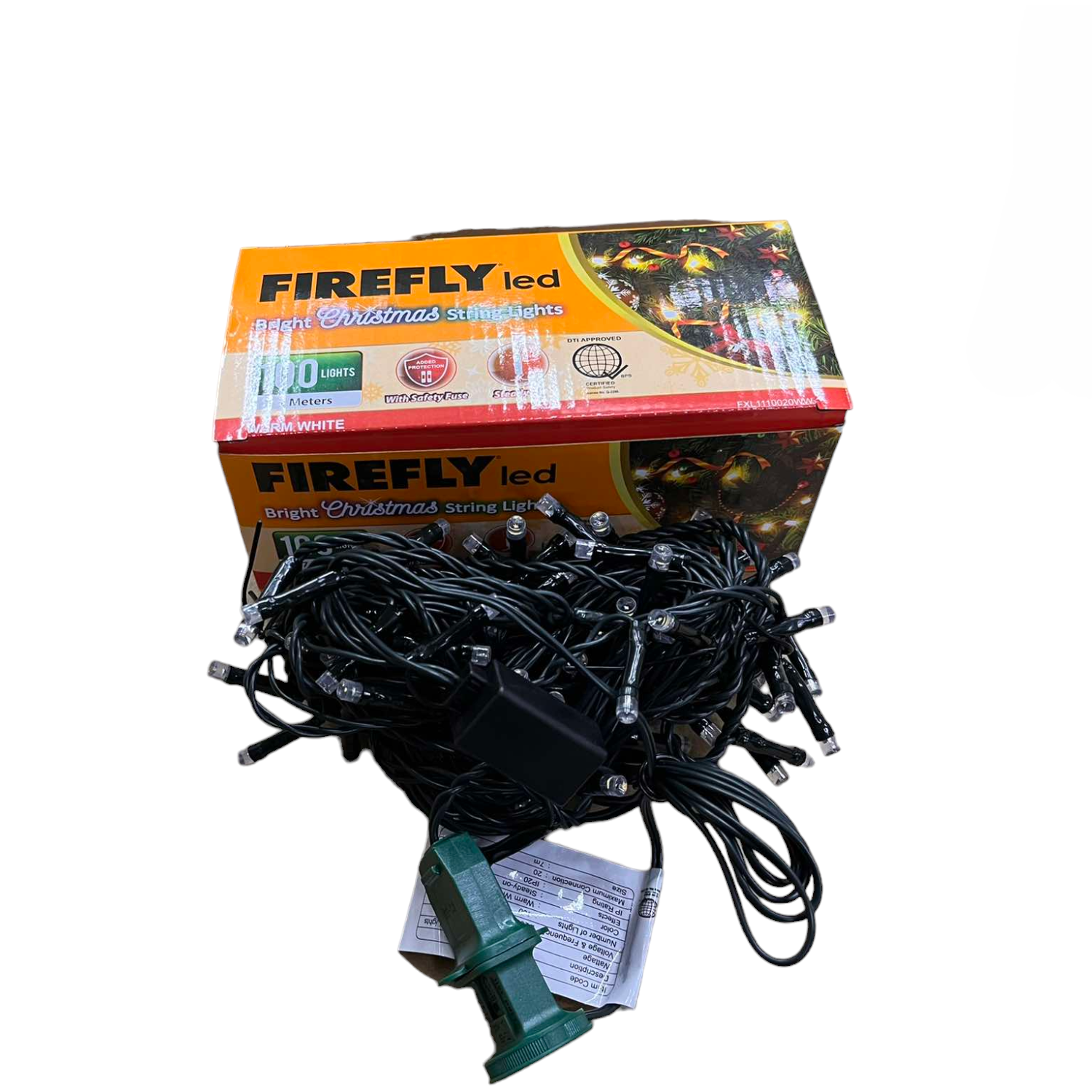 Firefly LED Christmas Light 100 LED Bulbs String Light Green Wire Steady Warm White 3000K 7 Meters 7W 220V Indoor Only  Firefly FXL1110020WW Electx Electrical Supply 2