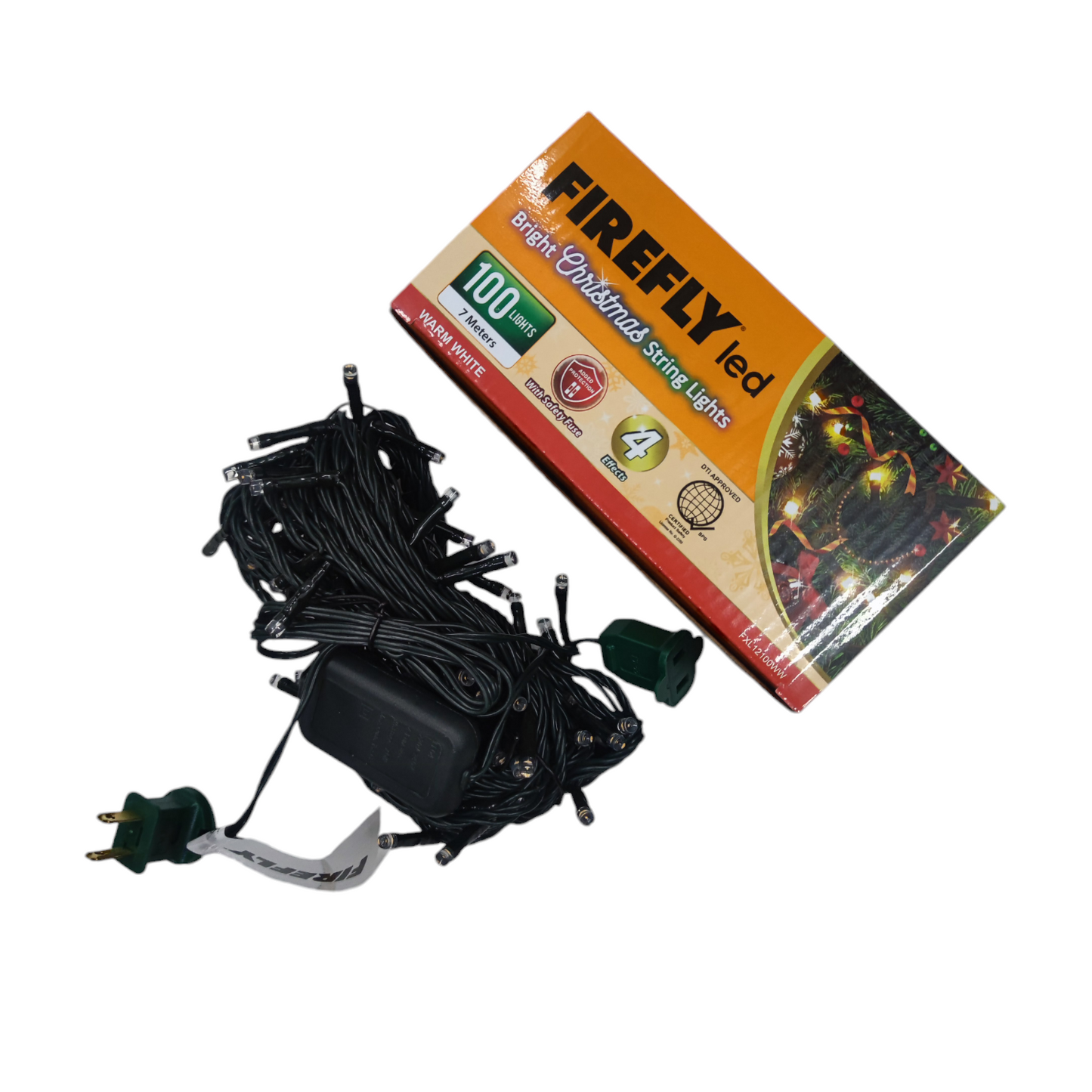 Firefly LED Christmas Light 100 Light 7 Meters 4 Effects Warm White 220V Green Wire FXL12100WW