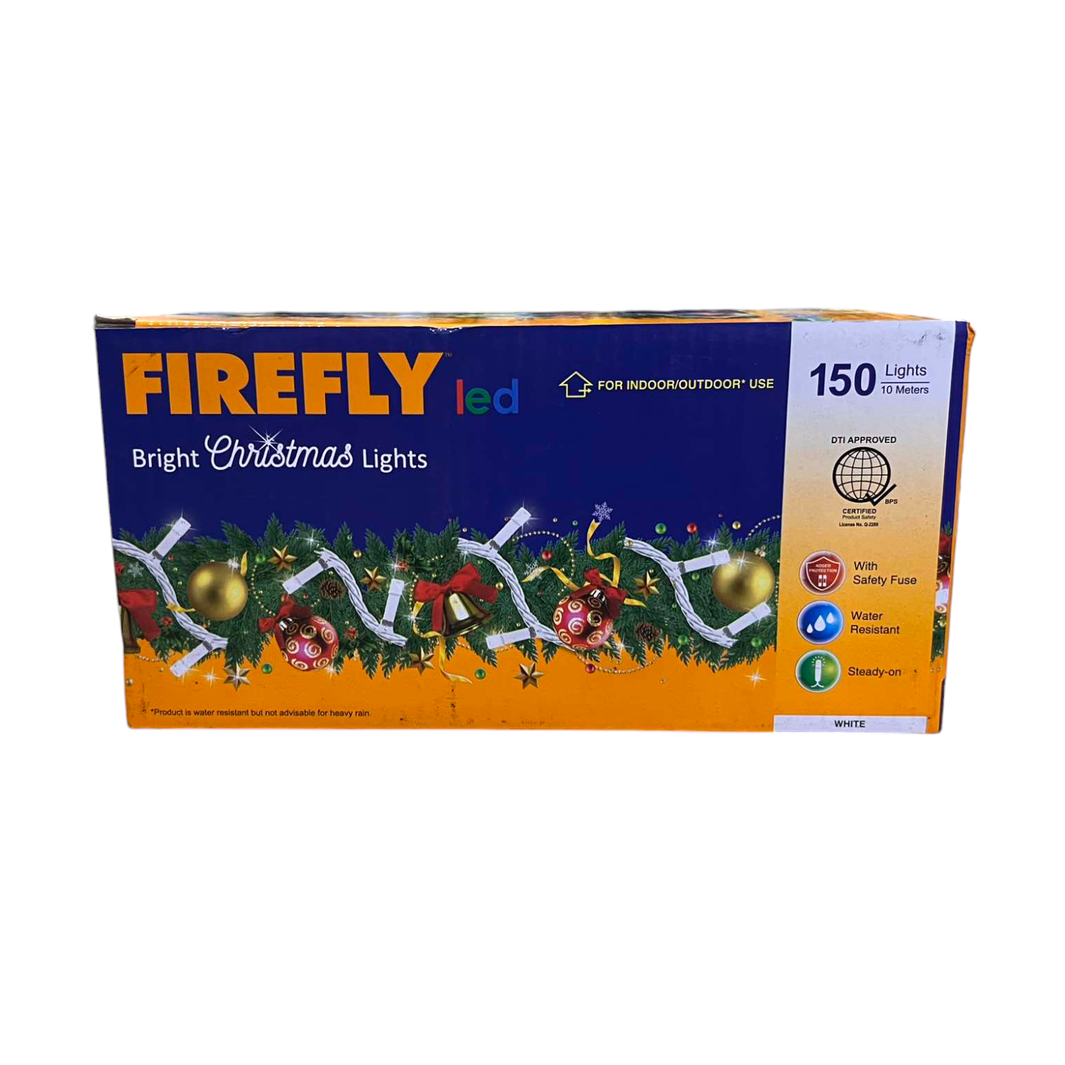 Firefly LED Christmas Light / String Light 150 LED Light Bulbs 10 Meters  Steady only Daylight Transparent White Wire ( Indoor/ Outdoor use ) FXL1115044WH Electx Electrical SUpply 10