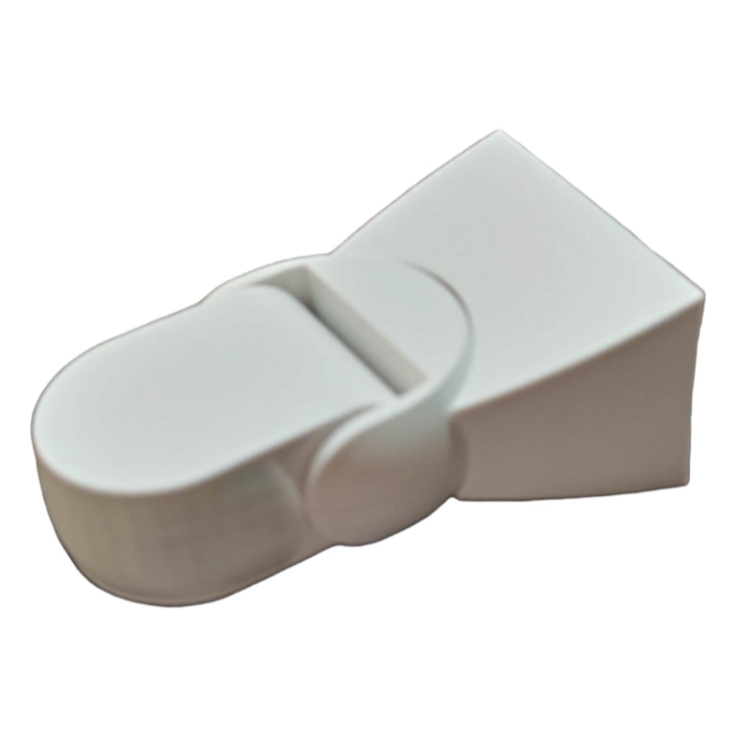 White plastic door stopper on a white background